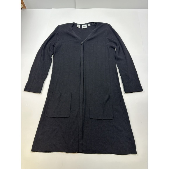 Dkny Sweaters - Vintage DKNY Long Cardigan Rayon And Wool Blend Black Size M/L Petite